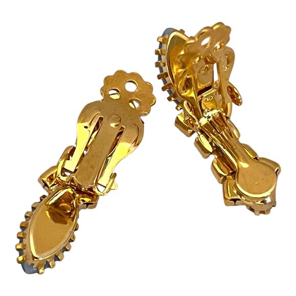 Vintage Brooch & Earring Set Rhinestones Blue Purple Demi-Parure MCM 11I - Picture 9 of 12